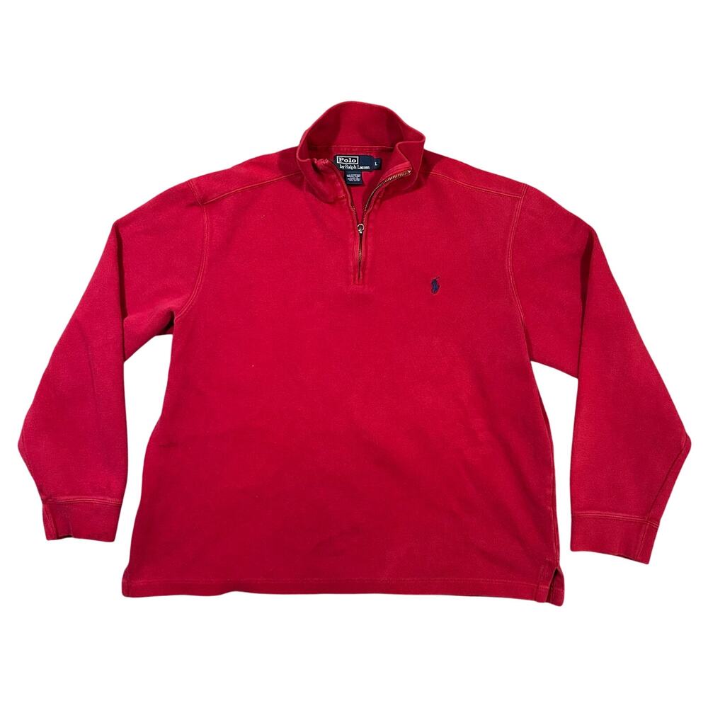 Vintage Polo Ralph Lauren Quarter 1/4 Zip Sweater Men’s Large Red Pull Over